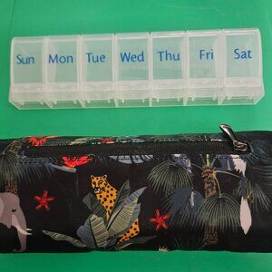 lug tropical pill holder with beautiful insert small zipper on top